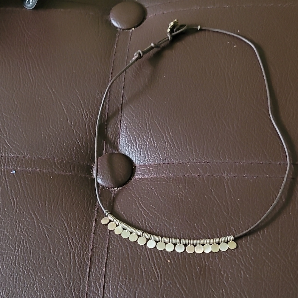 Gold and Brown Necklace with Circular Design